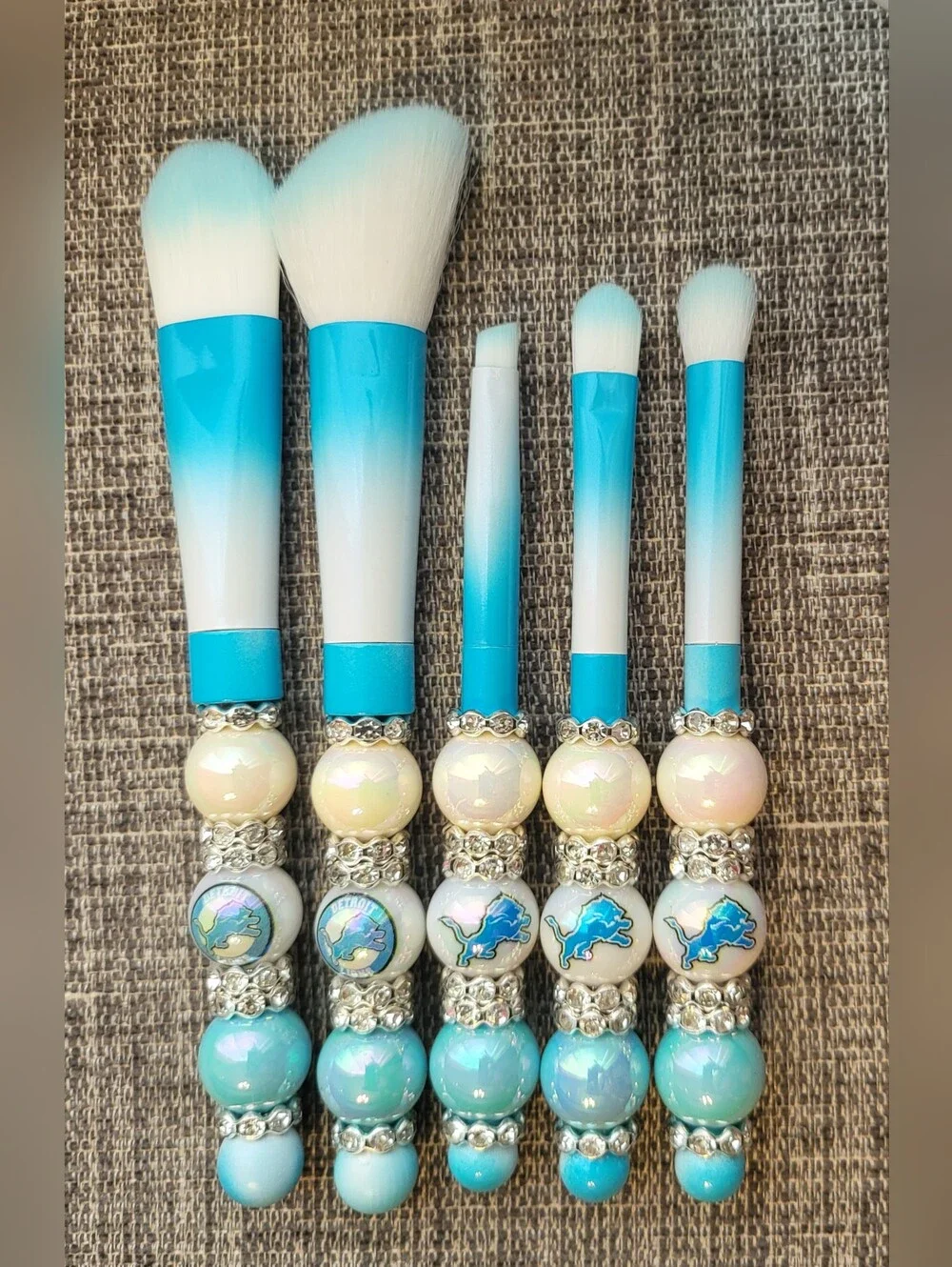 Handcrafted Detroit Luons Beaded Makeup Brush Set- NIP
